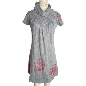 Y2K grey funnel neck dress S